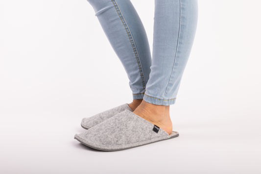 Damen Hausschuhe aus Filz LIGHT GREY