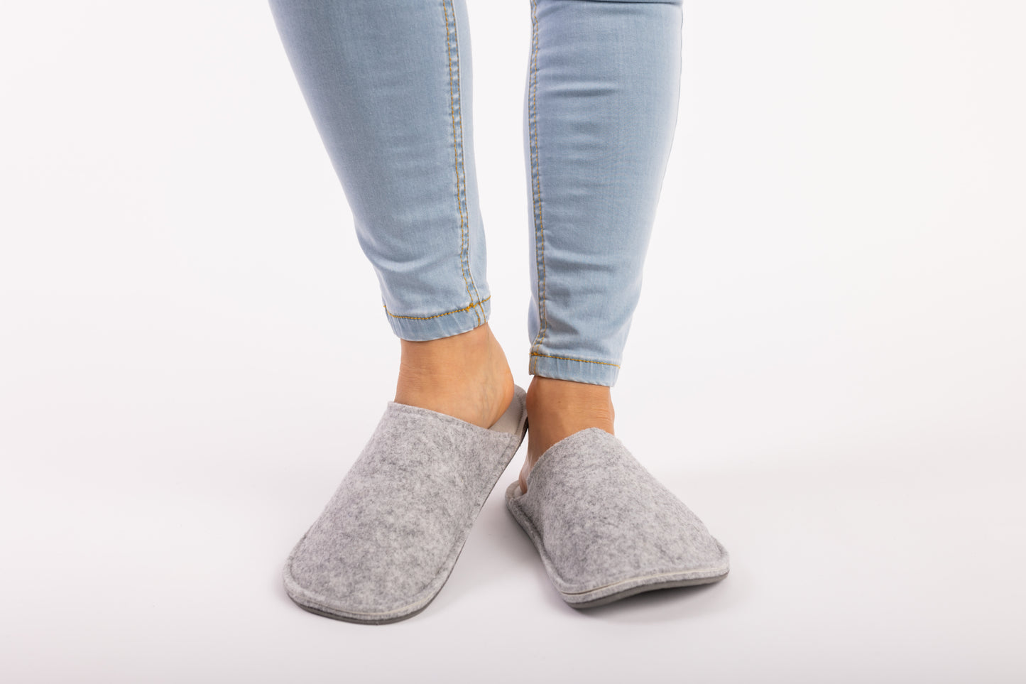 Damen Hausschuhe aus Filz LIGHT GREY